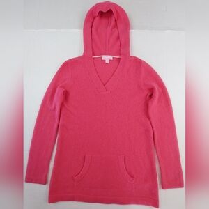 Lilly Pulitzer V Neck Cashmere Pullover Sweater Womens Size XS Pink Hooded